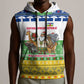 Central African Republic Christmas Sleeveless Hoodie Santa and Safari Animals Baobab Trees Snowflakes - African Pride