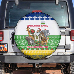 Central African Republic Christmas Spare Tire Cover Santa and Safari Animals Baobab Trees Snowflakes - African Pride