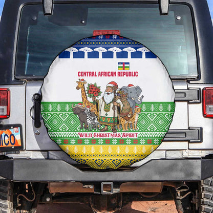 Central African Republic Christmas Spare Tire Cover Santa and Safari Animals Baobab Trees Snowflakes - African Pride