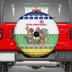 Central African Republic Christmas Spare Tire Cover Santa and Safari Animals Baobab Trees Snowflakes - African Pride