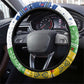 Central African Republic Christmas Steering Wheel Cover Santa and Safari Animals Baobab Trees Snowflakes - African Pride