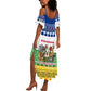 Central African Republic Christmas Summer Maxi Dress Santa and Safari Animals Baobab Trees Snowflakes - African Pride