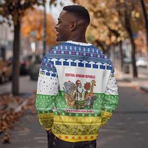Central African Republic Christmas Sweatshirt Santa and Safari Animals Baobab Trees Snowflakes - African Pride