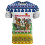 Central African Republic Christmas T shirt Santa and Safari Animals Baobab Trees Snowflakes - African Pride