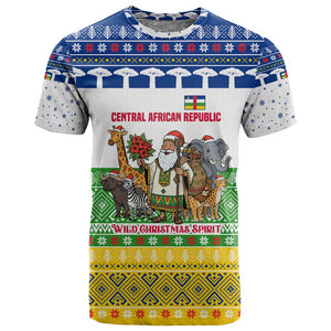 Central African Republic Christmas T shirt Santa and Safari Animals Baobab Trees Snowflakes - African Pride