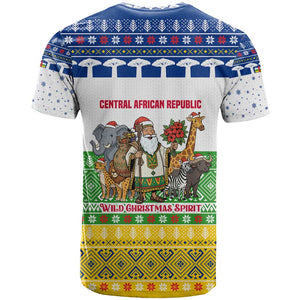 Central African Republic Christmas T shirt Santa and Safari Animals Baobab Trees Snowflakes - African Pride