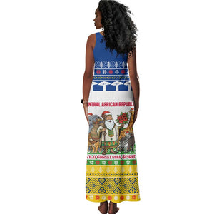 Central African Republic Christmas Tank Maxi Dress Santa and Safari Animals Baobab Trees Snowflakes - African Pride