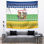 Central African Republic Christmas Tapestry Santa and Safari Animals Baobab Trees Snowflakes - African Pride