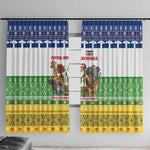 Central African Republic Christmas Window Curtain Santa and Safari Animals Baobab Trees Snowflakes - African Pride