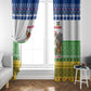 Central African Republic Christmas Window Curtain Santa and Safari Animals Baobab Trees Snowflakes - African Pride