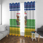Central African Republic Christmas Window Curtain Santa and Safari Animals Baobab Trees Snowflakes - African Pride
