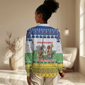Central African Republic Christmas Women Casual Shirt Santa and Safari Animals Baobab Trees Snowflakes - African Pride