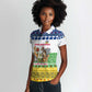Central African Republic Christmas Women Polo Shirt Santa and Safari Animals Baobab Trees Snowflakes - African Pride
