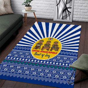 Central African Republic Christmas Area Rug Drumming Beat of Joy Tribal Pattern and Snowflakes - African Pride