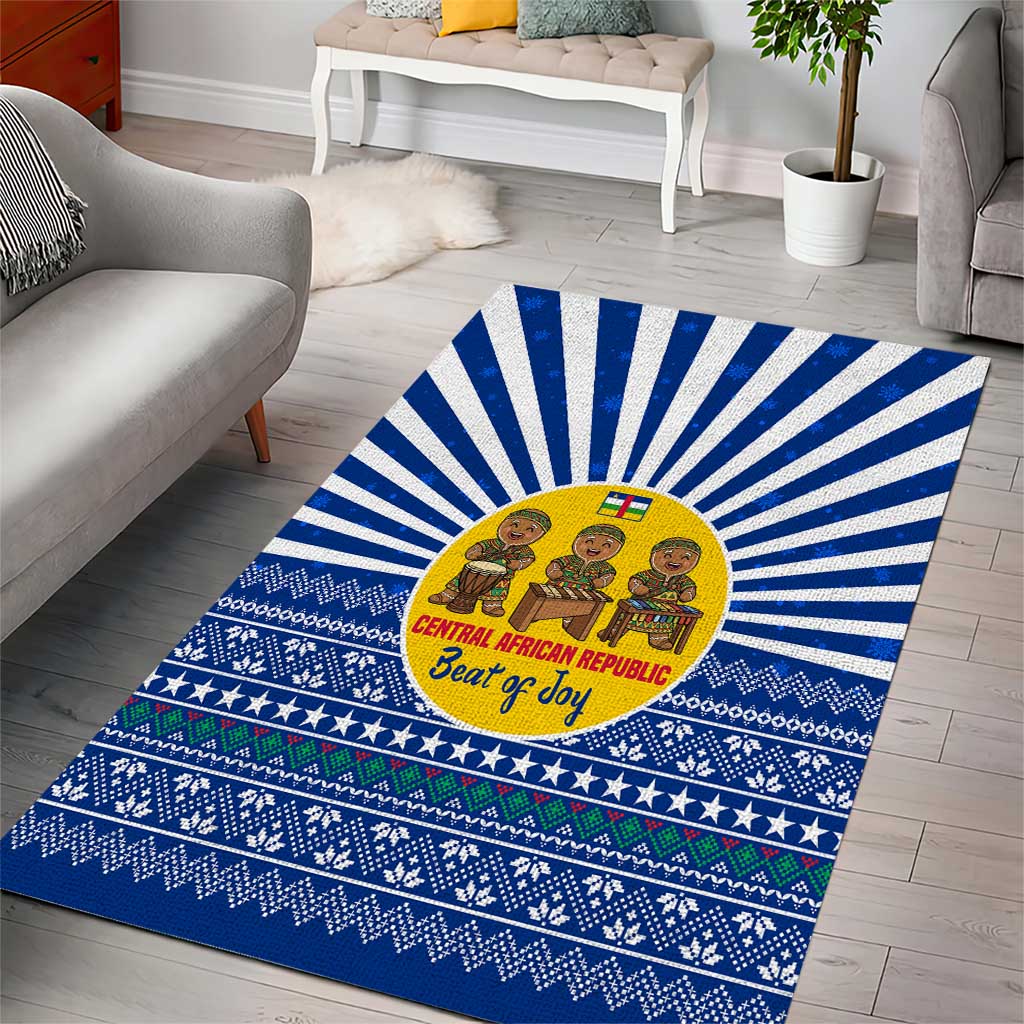 Central African Republic Christmas Area Rug Drumming Beat of Joy Tribal Pattern and Snowflakes - African Pride