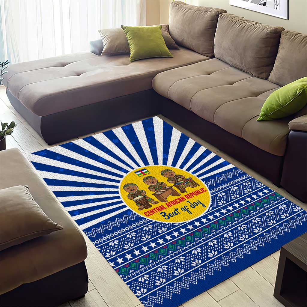 Central African Republic Christmas Area Rug Drumming Beat of Joy Tribal Pattern and Snowflakes - African Pride