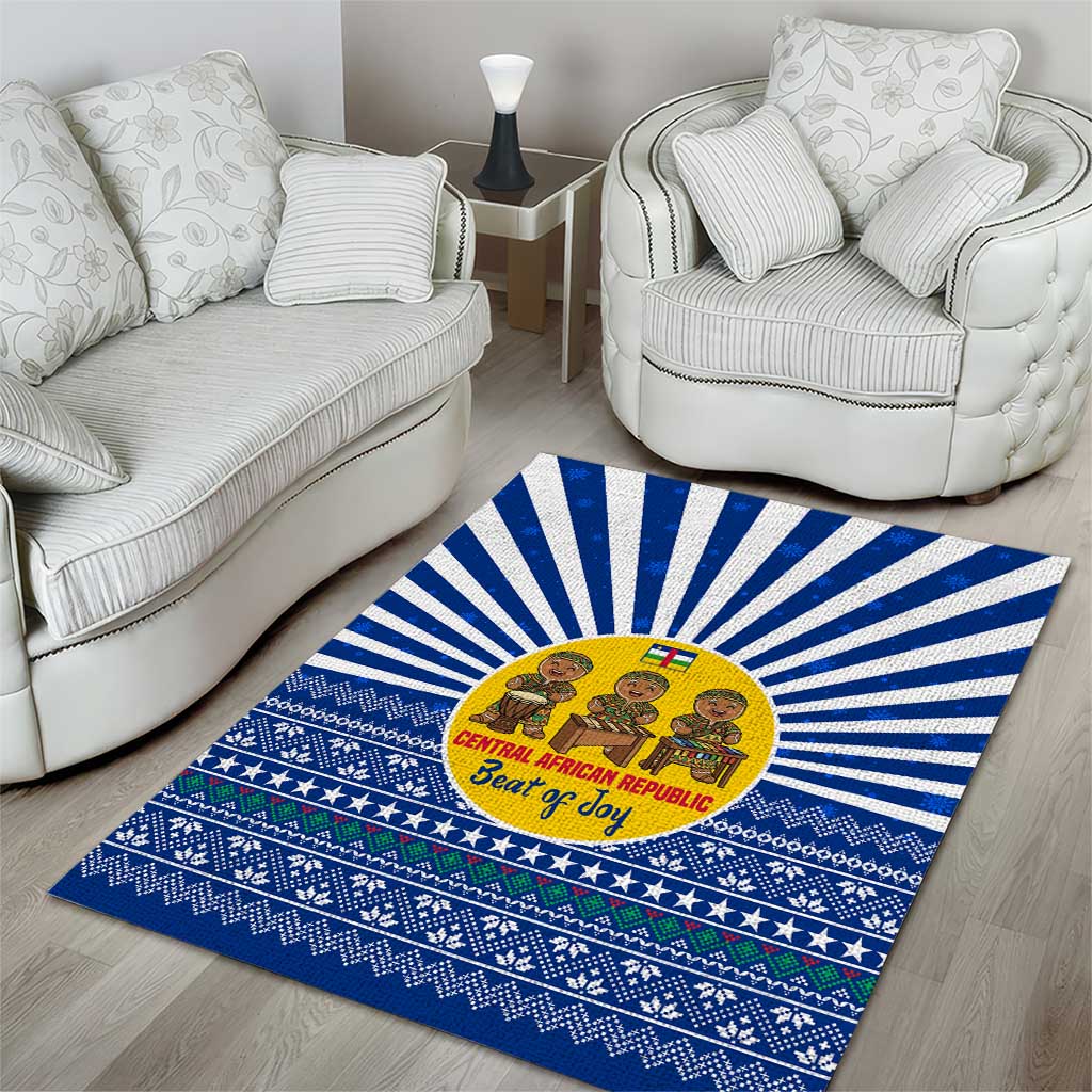 Central African Republic Christmas Area Rug Drumming Beat of Joy Tribal Pattern and Snowflakes - African Pride