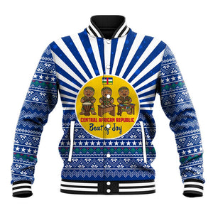 Central African Republic Christmas Baseball Jacket Drumming Beat of Joy Tribal Pattern and Snowflakes - African Pride
