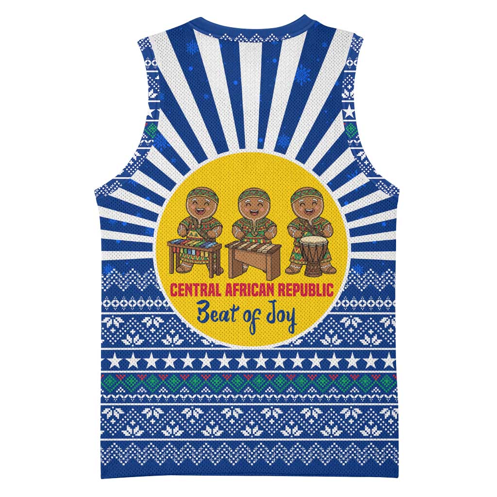 Central African Republic Christmas Basketball Jersey Drumming Beat of Joy Tribal Pattern and Snowflakes - African Pride