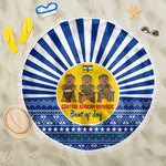 Central African Republic Christmas Beach Blanket Drumming Beat of Joy Tribal Pattern and Snowflakes - African Pride