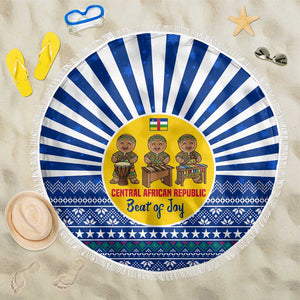 Central African Republic Christmas Beach Blanket Drumming Beat of Joy Tribal Pattern and Snowflakes - African Pride