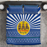 Central African Republic Christmas Bedding Set Drumming Beat of Joy Tribal Pattern and Snowflakes - African Pride