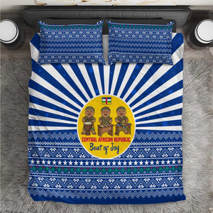 Central African Republic Christmas Bedding Set Drumming Beat of Joy Tribal Pattern and Snowflakes - African Pride