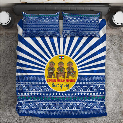 Central African Republic Christmas Bedding Set Drumming Beat of Joy Tribal Pattern and Snowflakes - African Pride