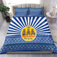 Central African Republic Christmas Bedding Set Drumming Beat of Joy Tribal Pattern and Snowflakes - African Pride