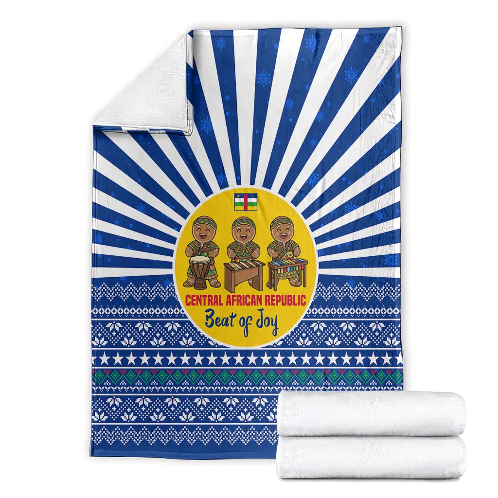 Central African Republic Christmas Blanket Drumming Beat of Joy Tribal Pattern and Snowflakes - African Pride