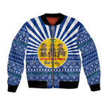 Central African Republic Christmas Bomber Jacket Drumming Beat of Joy Tribal Pattern and Snowflakes - African Pride