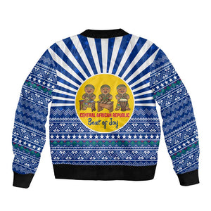 Central African Republic Christmas Bomber Jacket Drumming Beat of Joy Tribal Pattern and Snowflakes - African Pride
