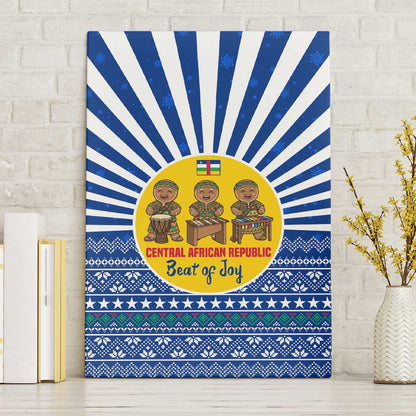 Central African Republic Christmas Canvas Wall Art Drumming Beat of Joy Tribal Pattern and Snowflakes - African Pride