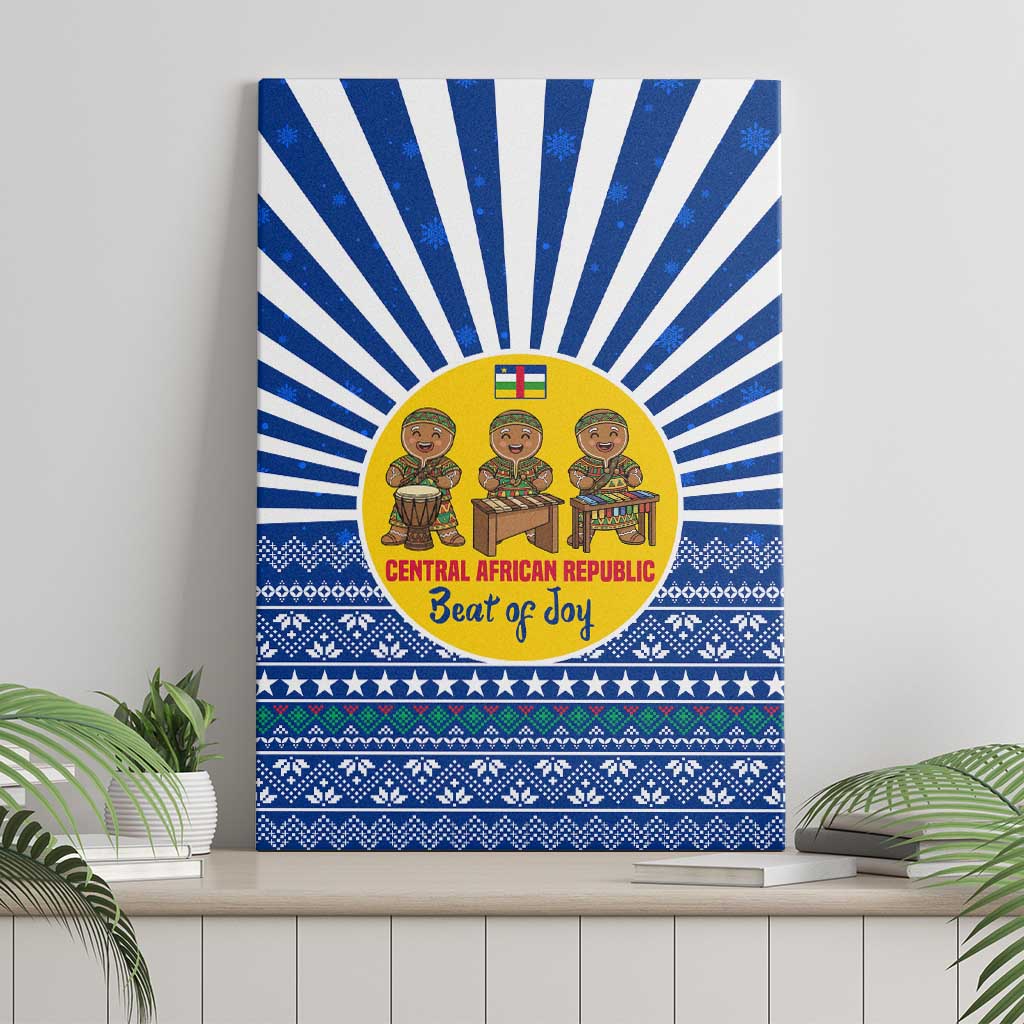 Central African Republic Christmas Canvas Wall Art Drumming Beat of Joy Tribal Pattern and Snowflakes - African Pride