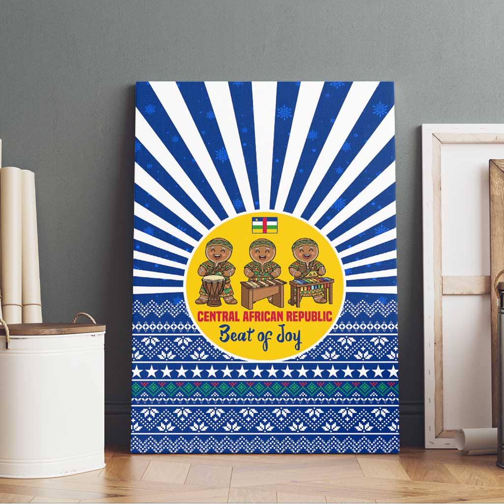 Central African Republic Christmas Canvas Wall Art Drumming Beat of Joy Tribal Pattern and Snowflakes - African Pride
