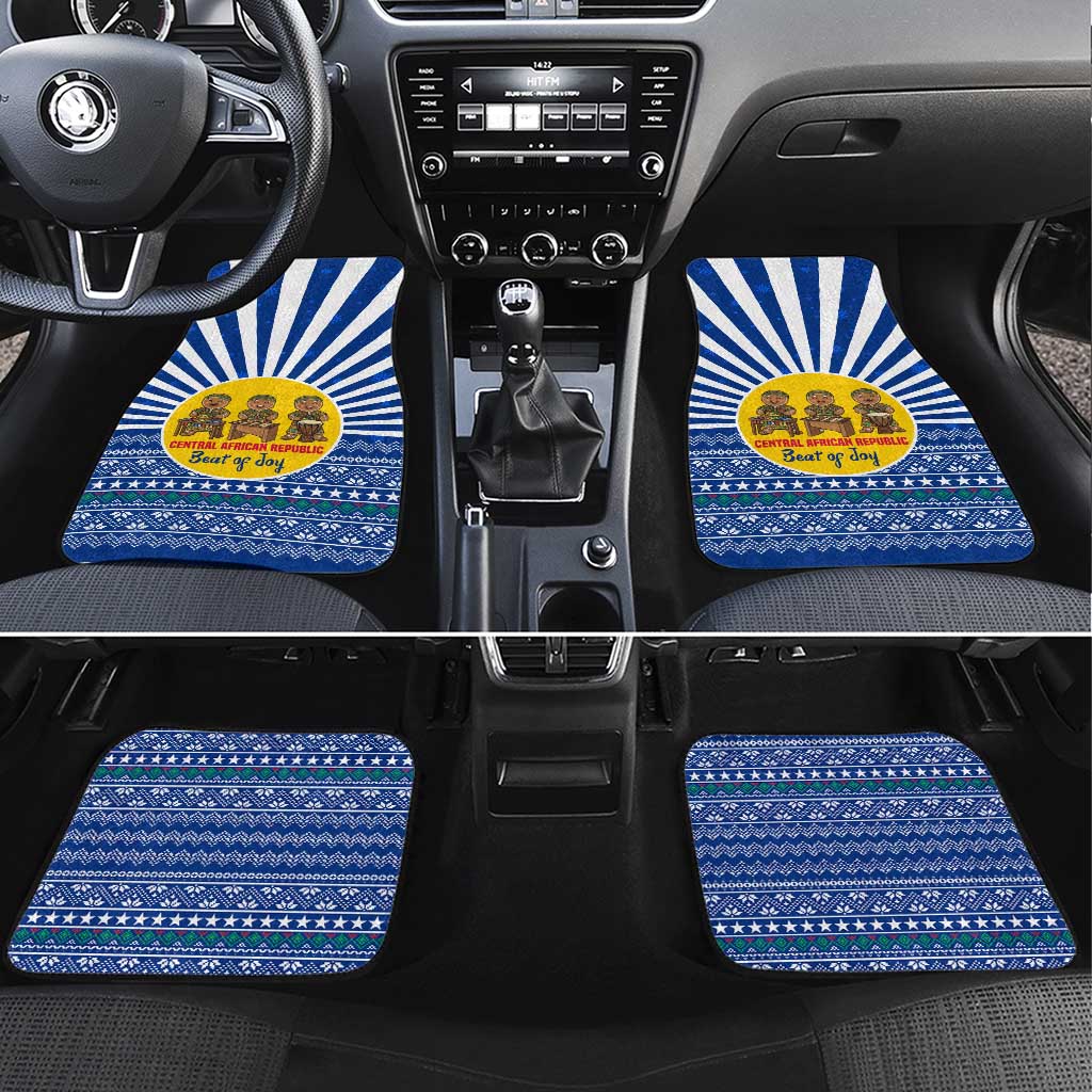 Central African Republic Christmas Car Mats Drumming Beat of Joy Tribal Pattern and Snowflakes - African Pride