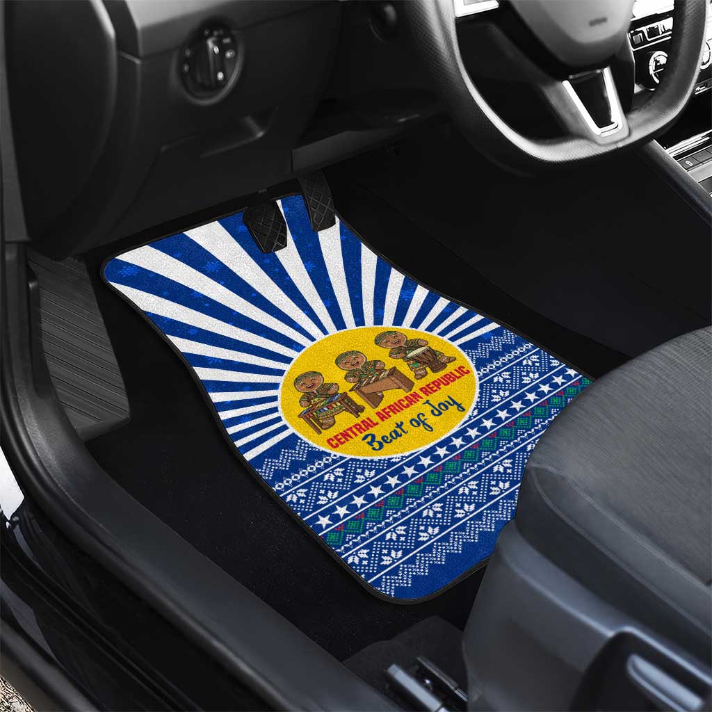 Central African Republic Christmas Car Mats Drumming Beat of Joy Tribal Pattern and Snowflakes - African Pride