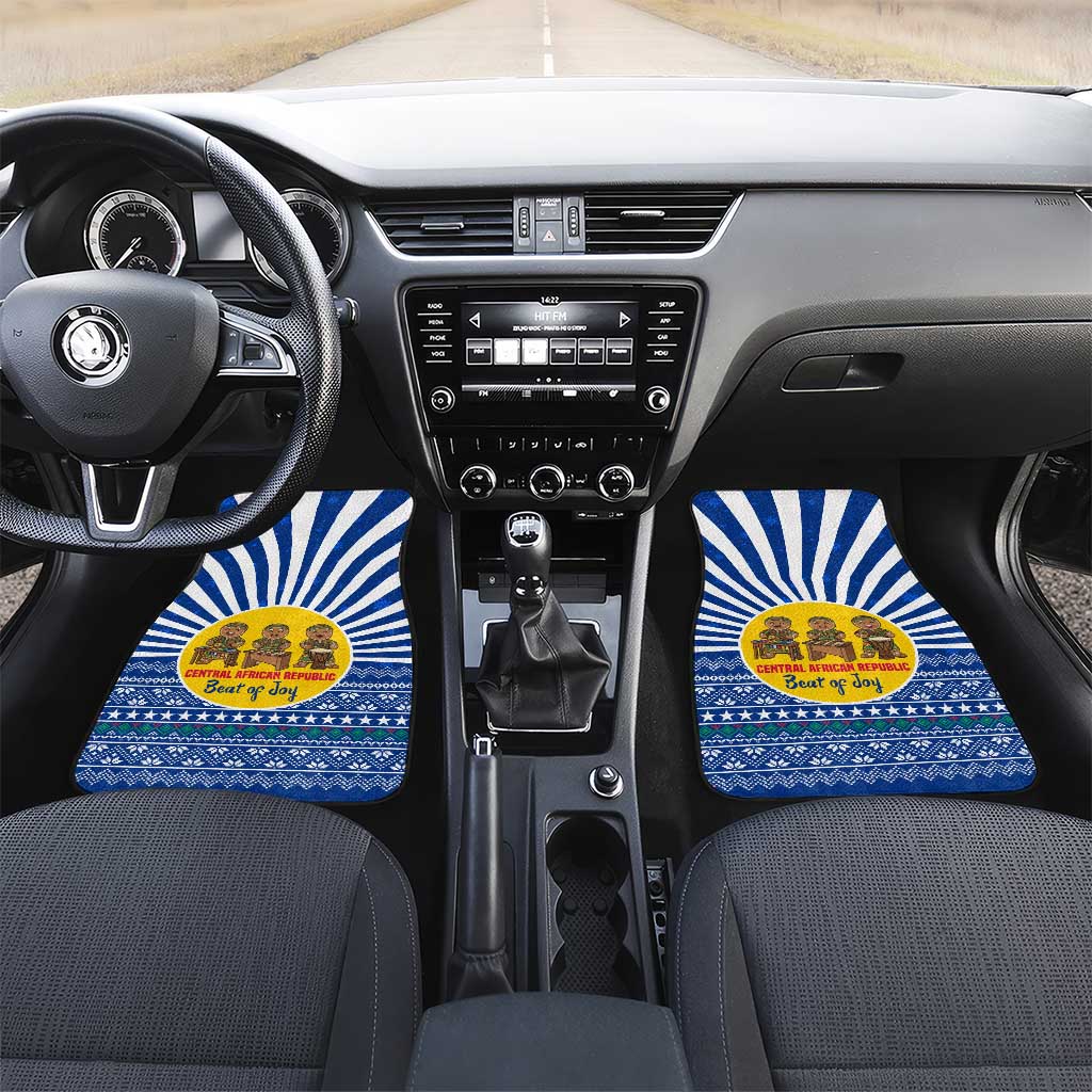 Central African Republic Christmas Car Mats Drumming Beat of Joy Tribal Pattern and Snowflakes - African Pride
