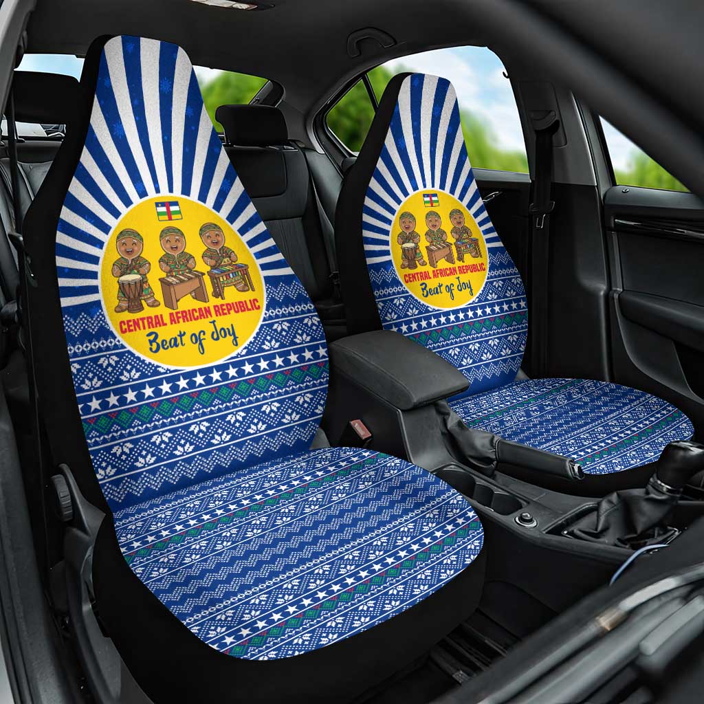 Central African Republic Christmas Car Seat Cover Drumming Beat of Joy Tribal Pattern and Snowflakes - African Pride