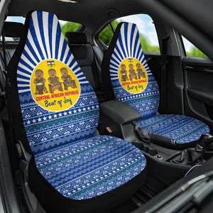 Central African Republic Christmas Car Seat Cover Drumming Beat of Joy Tribal Pattern and Snowflakes - African Pride
