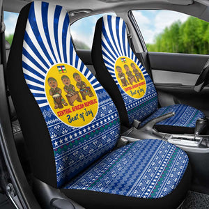 Central African Republic Christmas Car Seat Cover Drumming Beat of Joy Tribal Pattern and Snowflakes - African Pride