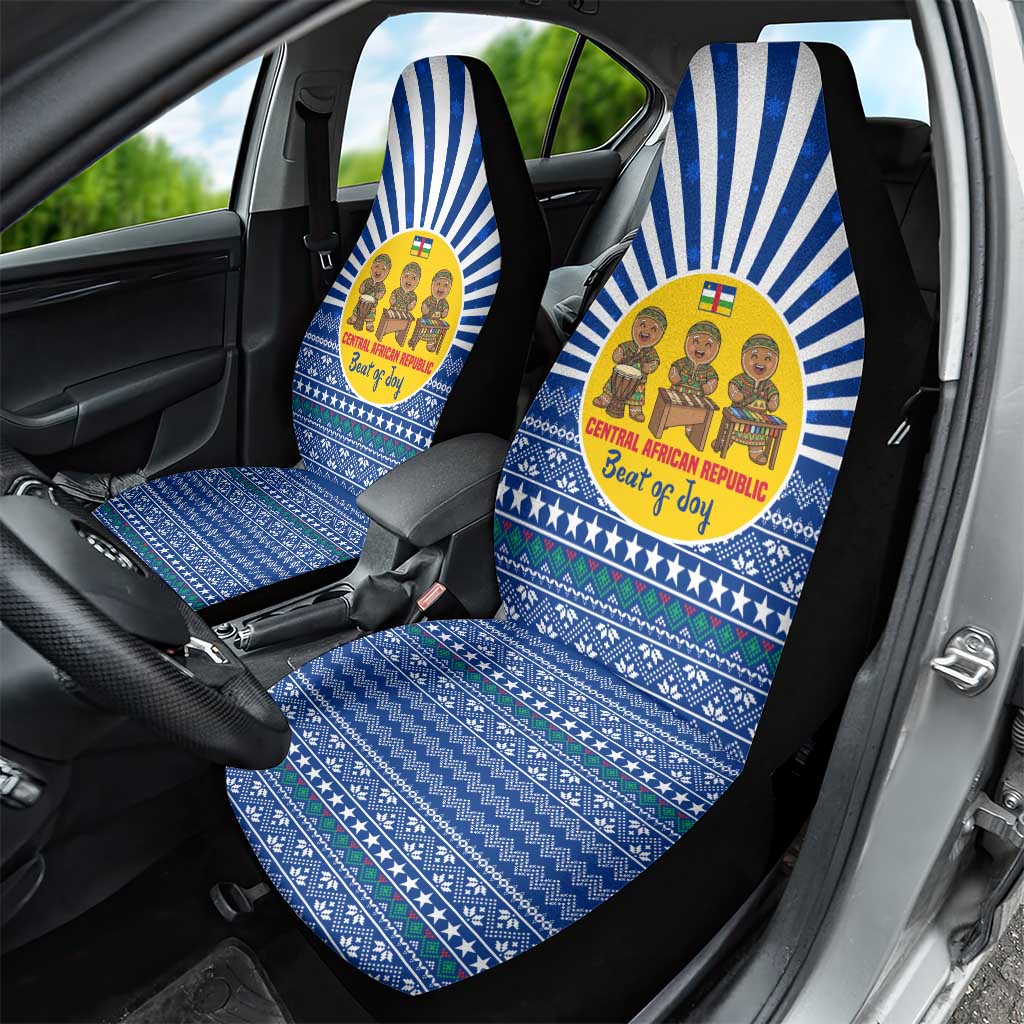 Central African Republic Christmas Car Seat Cover Drumming Beat of Joy Tribal Pattern and Snowflakes - African Pride