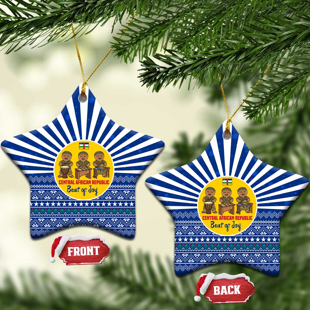 Central African Republic Christmas Ceramic Ornament Drumming Beat of Joy Tribal Pattern and Snowflakes - African Pride