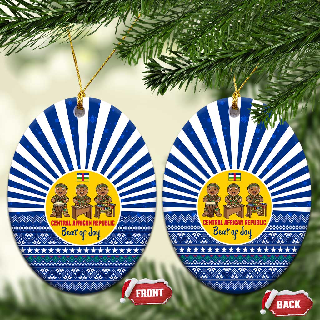Central African Republic Christmas Ceramic Ornament Drumming Beat of Joy Tribal Pattern and Snowflakes - African Pride
