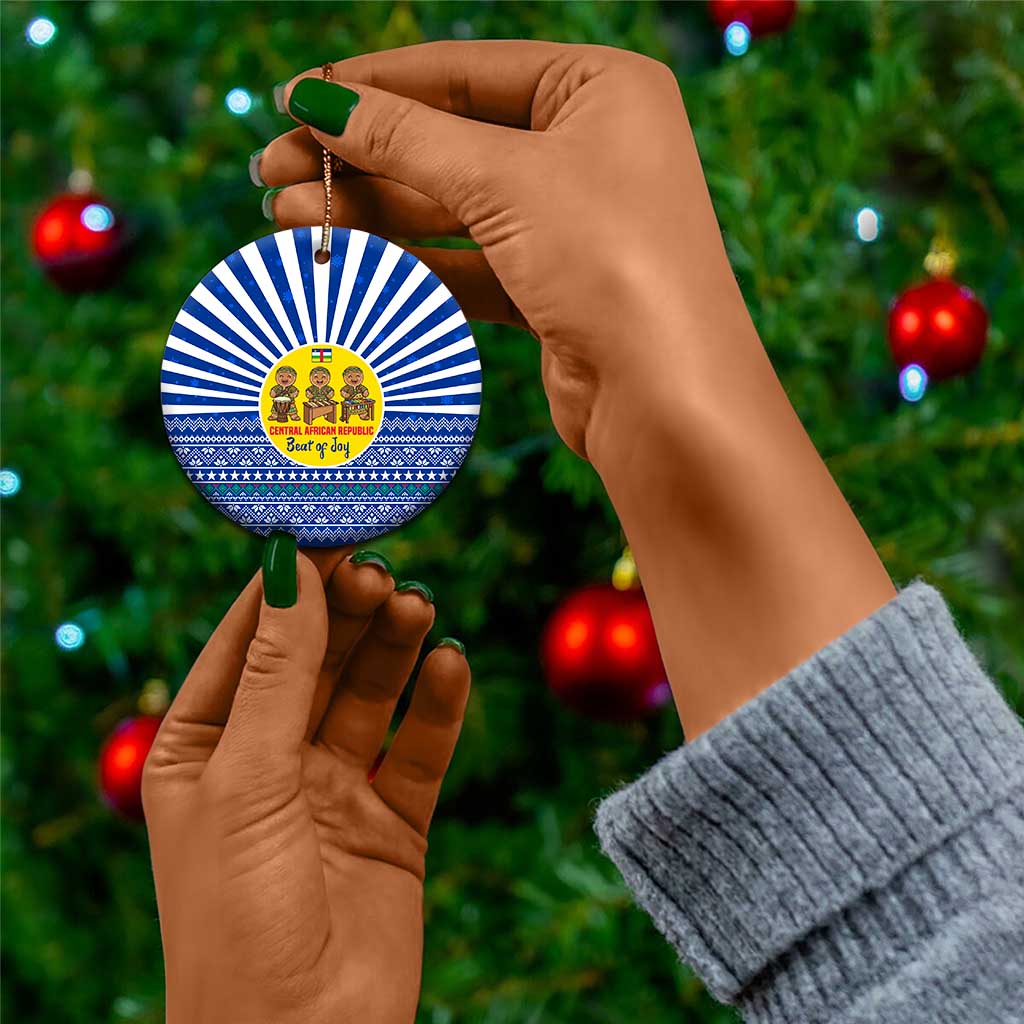 Central African Republic Christmas Ceramic Ornament Drumming Beat of Joy Tribal Pattern and Snowflakes - African Pride