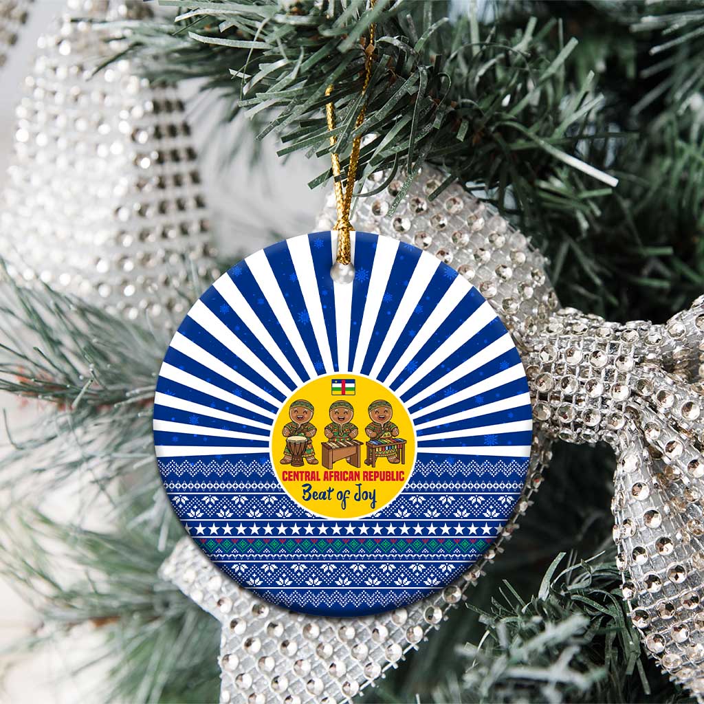 Central African Republic Christmas Ceramic Ornament Drumming Beat of Joy Tribal Pattern and Snowflakes - African Pride