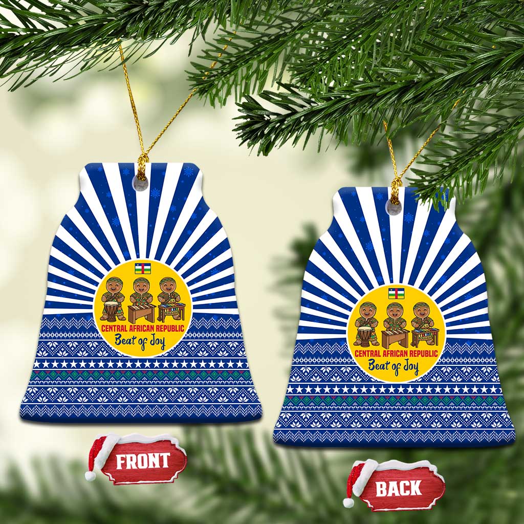Central African Republic Christmas Ceramic Ornament Drumming Beat of Joy Tribal Pattern and Snowflakes - African Pride