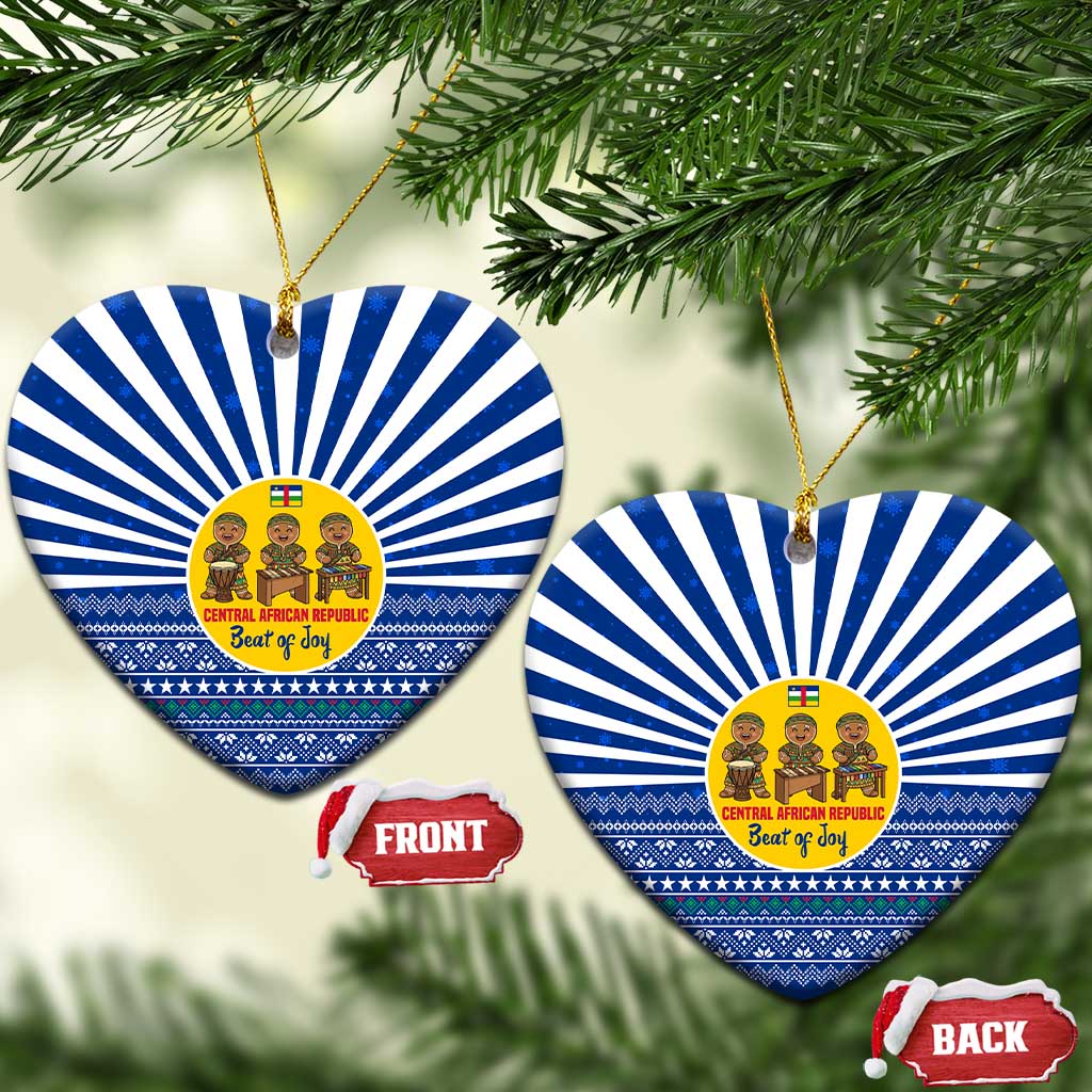 Central African Republic Christmas Ceramic Ornament Drumming Beat of Joy Tribal Pattern and Snowflakes - African Pride