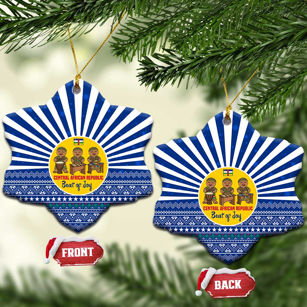 Central African Republic Christmas Ceramic Ornament Drumming Beat of Joy Tribal Pattern and Snowflakes - African Pride