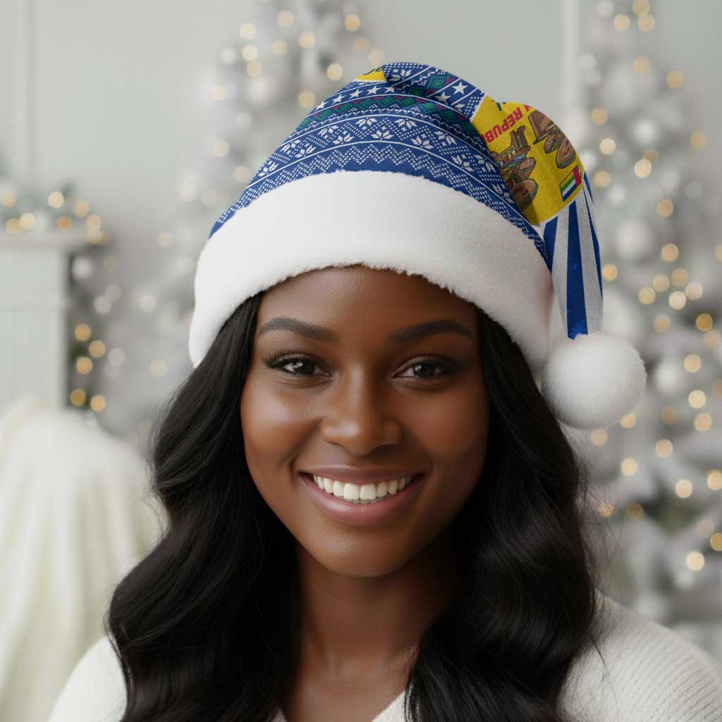 Central African Republic Christmas Santa Hat Drumming Beat of Joy Tribal Pattern and Snowflakes - African Pride